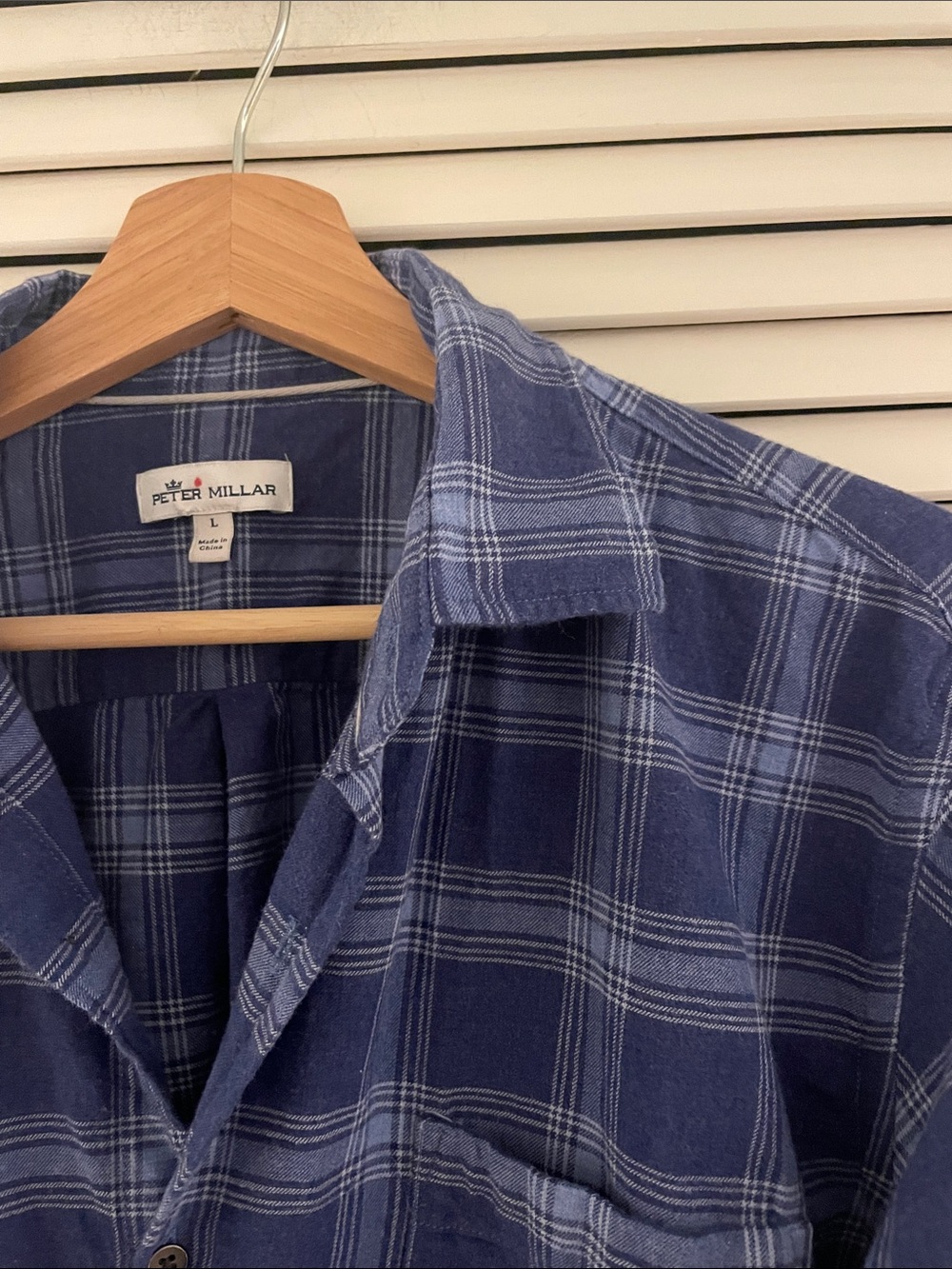 Peter Millar Navy and Light Blue Plaid Button-Down Shirt